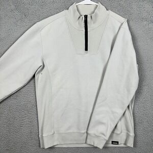 Legends Mens Large Sweatshirt Pullover Light Gray Textured Quarter Zip Logo EUC